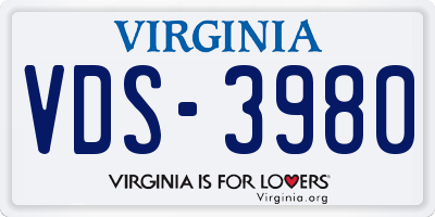 VA license plate VDS3980