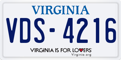 VA license plate VDS4216