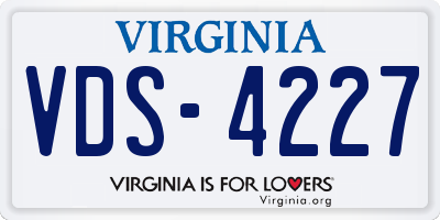 VA license plate VDS4227