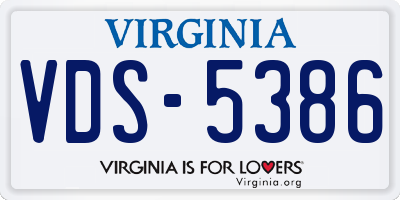 VA license plate VDS5386