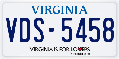 VA license plate VDS5458