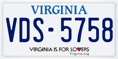 VA license plate VDS5758