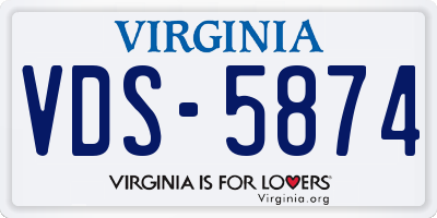 VA license plate VDS5874