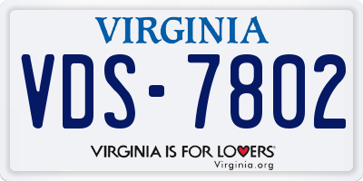 VA license plate VDS7802
