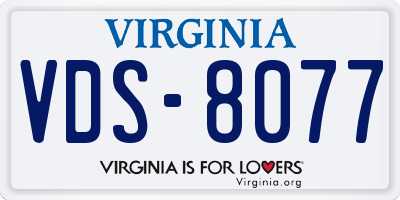 VA license plate VDS8077