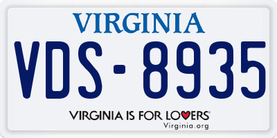 VA license plate VDS8935