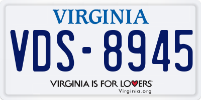 VA license plate VDS8945