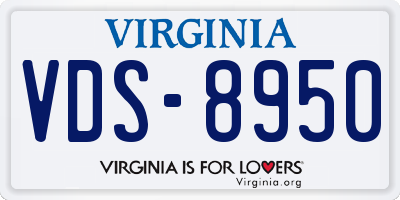 VA license plate VDS8950