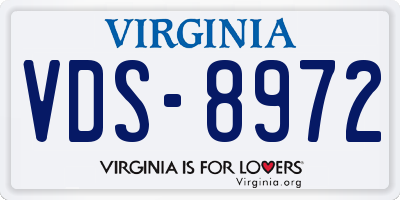 VA license plate VDS8972