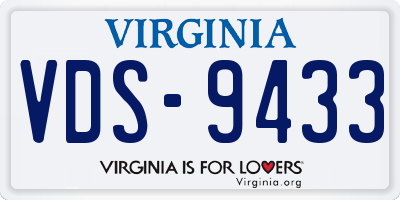 VA license plate VDS9433
