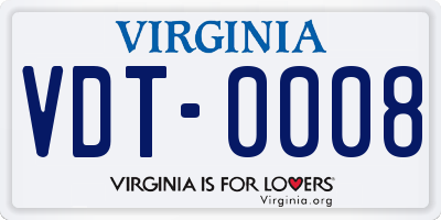 VA license plate VDT0008