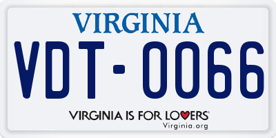 VA license plate VDT0066