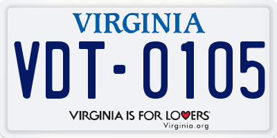 VA license plate VDT0105