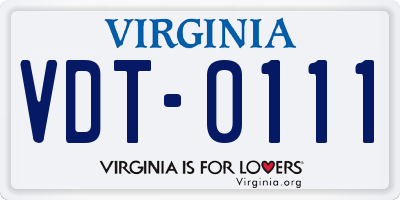 VA license plate VDT0111