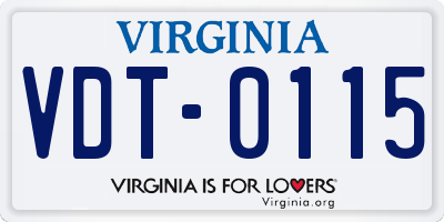 VA license plate VDT0115