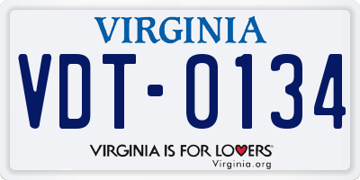 VA license plate VDT0134