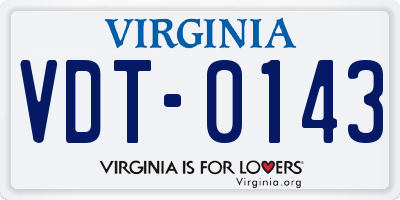 VA license plate VDT0143