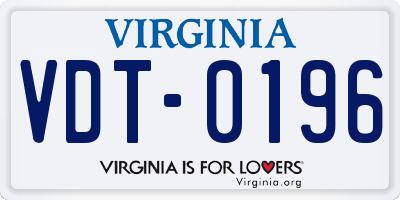 VA license plate VDT0196