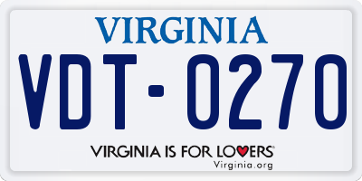 VA license plate VDT0270