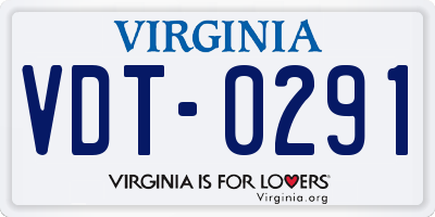 VA license plate VDT0291