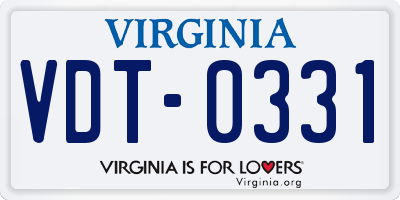 VA license plate VDT0331