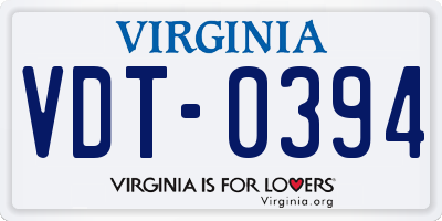 VA license plate VDT0394