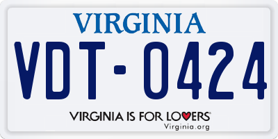 VA license plate VDT0424