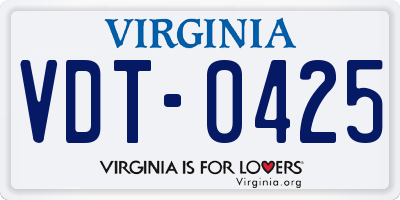 VA license plate VDT0425