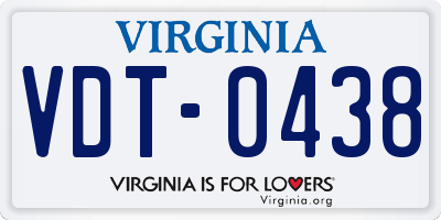 VA license plate VDT0438