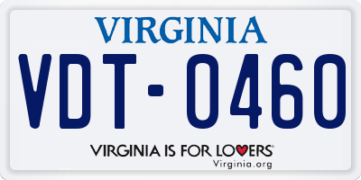 VA license plate VDT0460
