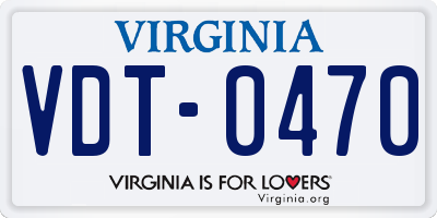 VA license plate VDT0470