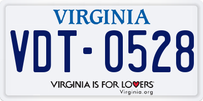 VA license plate VDT0528