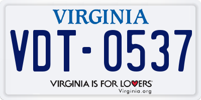 VA license plate VDT0537