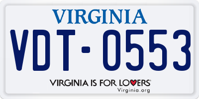 VA license plate VDT0553