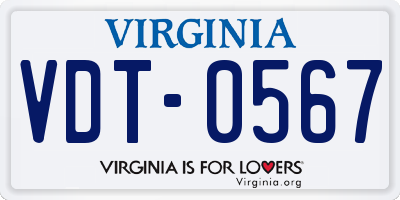 VA license plate VDT0567