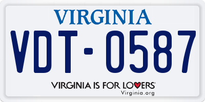 VA license plate VDT0587
