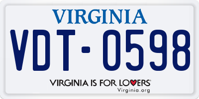 VA license plate VDT0598