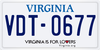 VA license plate VDT0677