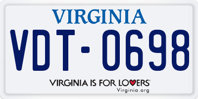VA license plate VDT0698