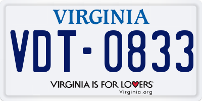VA license plate VDT0833
