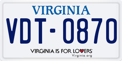 VA license plate VDT0870