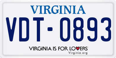VA license plate VDT0893