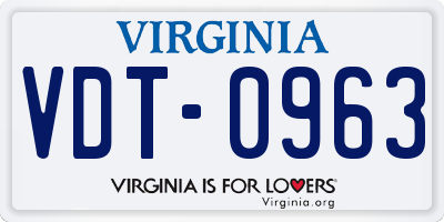 VA license plate VDT0963