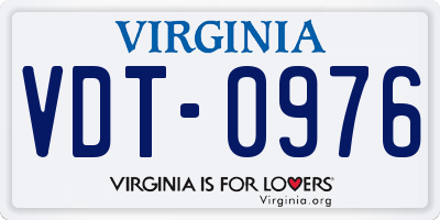 VA license plate VDT0976