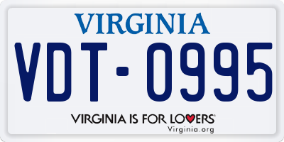 VA license plate VDT0995