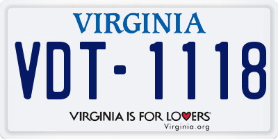 VA license plate VDT1118