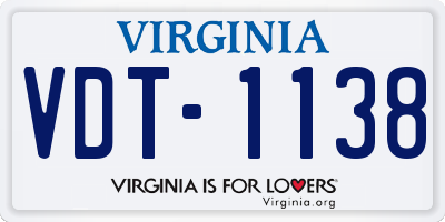 VA license plate VDT1138