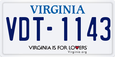 VA license plate VDT1143