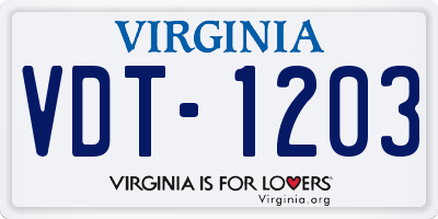 VA license plate VDT1203