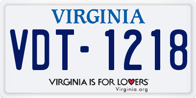 VA license plate VDT1218